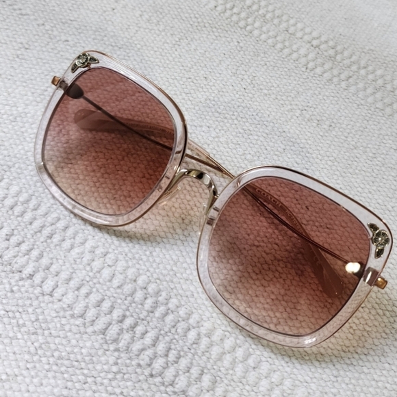 New Coach Tearose Transparent Pink Sunglasses - Picture 1 of 6